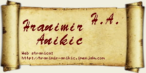 Hranimir Anikić vizit kartica